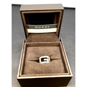 Authentic GUCCI G Logo Silver 925 Ring ISO Size 51 US 6 Original Box 3BM0244